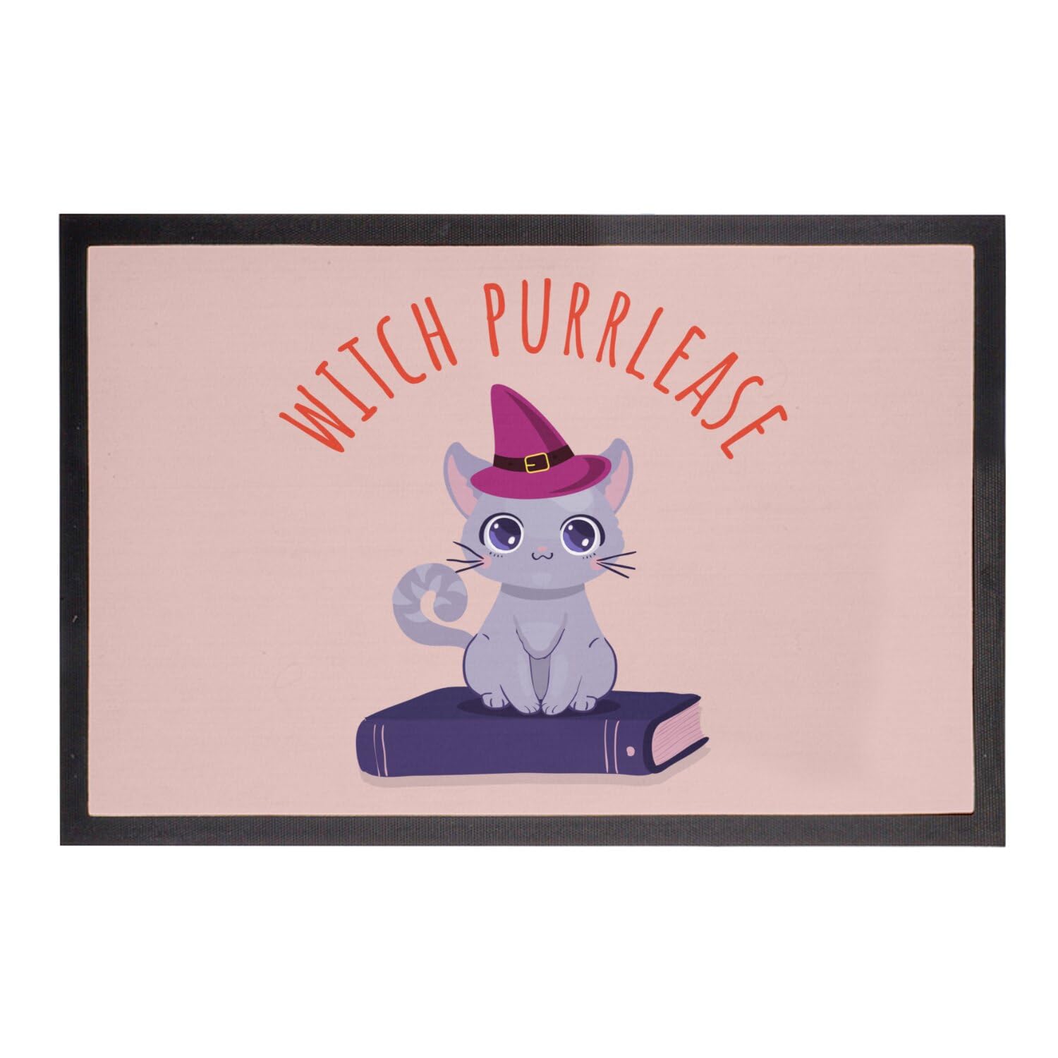 Tapis de porte chat mignon Witch Purrlease rose pour décorer l'entrée
