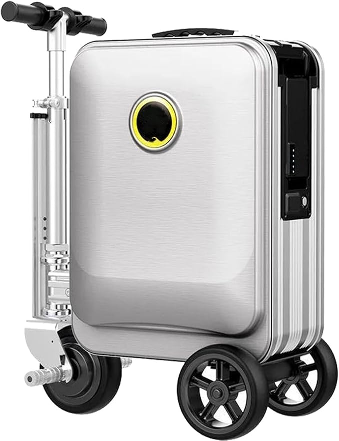 ZWJABYY Maleta eléctrica de 20 Pulgadas, Scooter con Motor de 250 W y Cerradura TSA, Maleta eléctrica portátil de Viaje. A-Silver