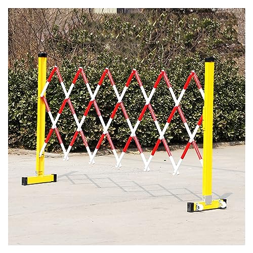 Barrière mobile extensible rouge et jaune pour la sécurité de parking industriel