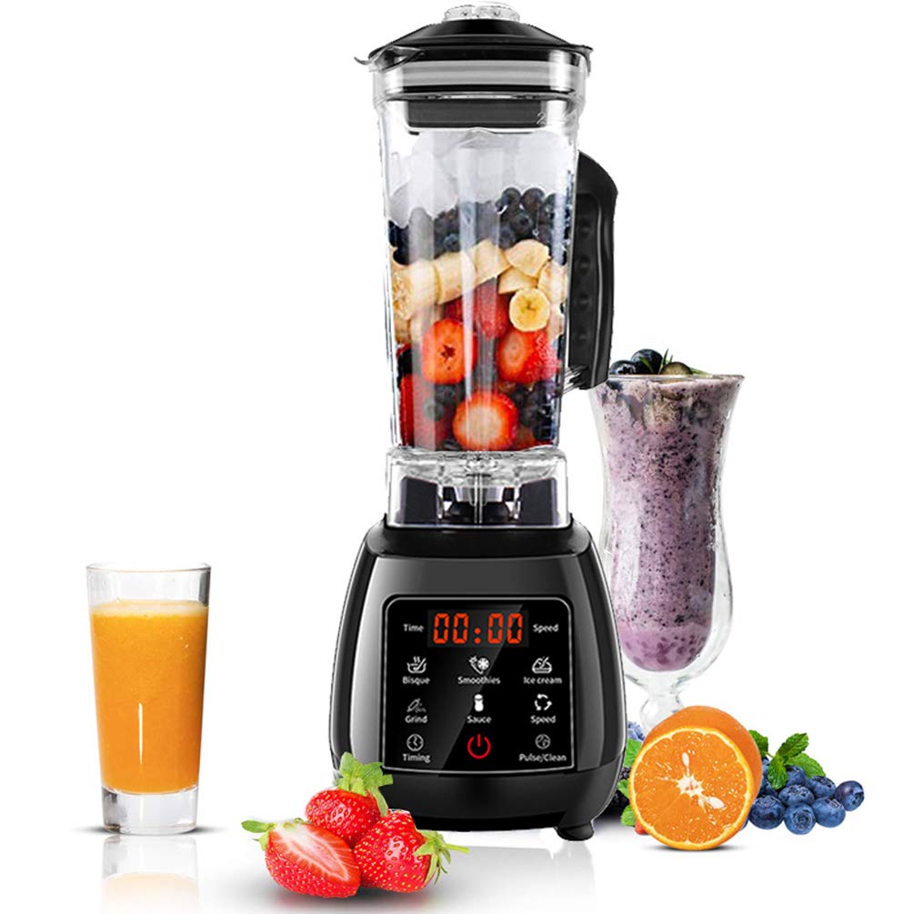 Frullatore Professionale, Frullatore Tritatutto Multifunzione Frullatore Smoothie Elettrico Portatile Frullatore per Alimenti Frullatore Frutta 45000Rpm 2200W,Nero