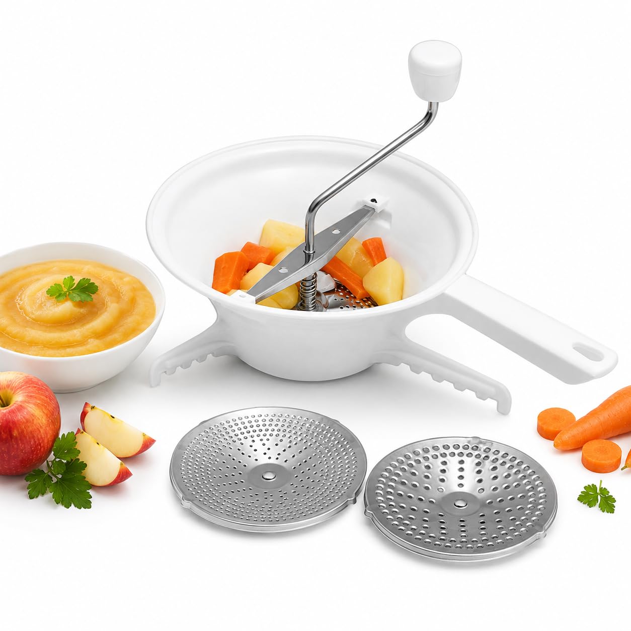 Ręczny mikser do mielenia żywności Hominas z 3 wymiennymi tarczami