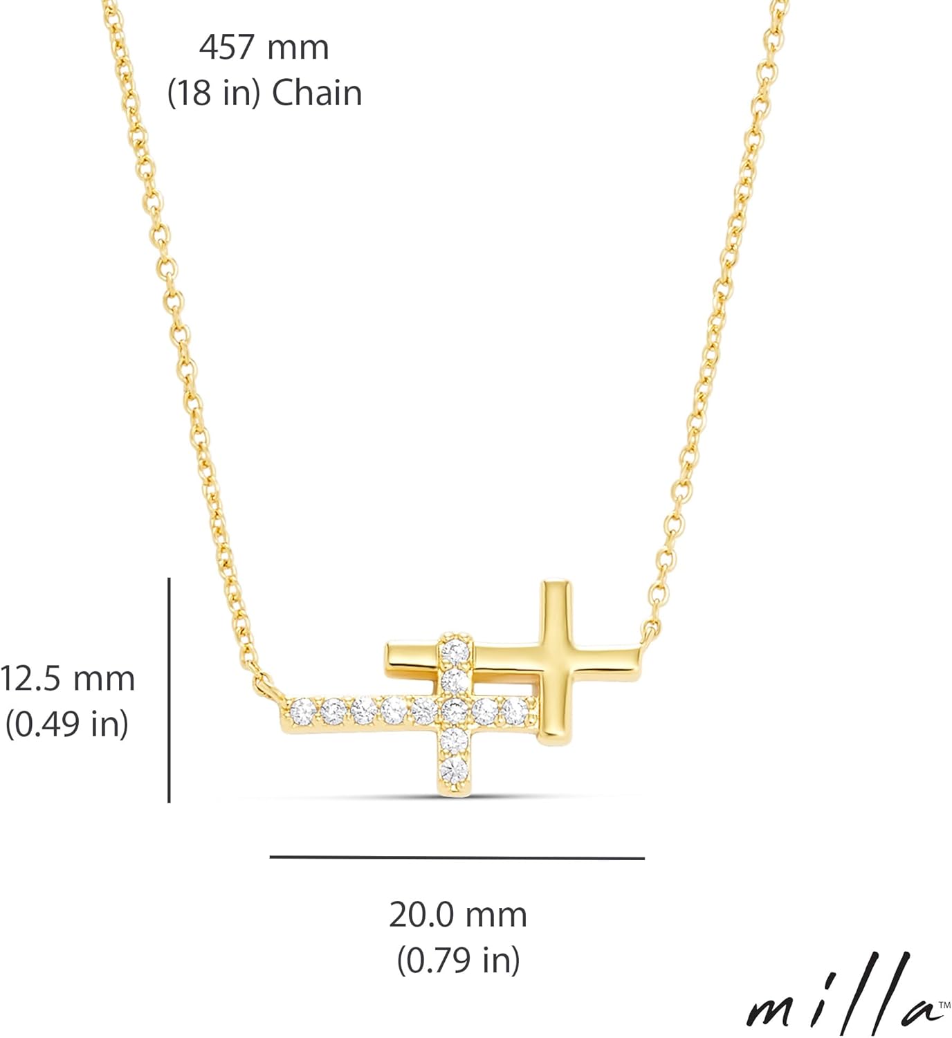 Milla 14K Gold Plated Cross Necklace for Women, Silver Cross Necklaces for Women, 18 inches Chain with Cross Pendant - Image 3