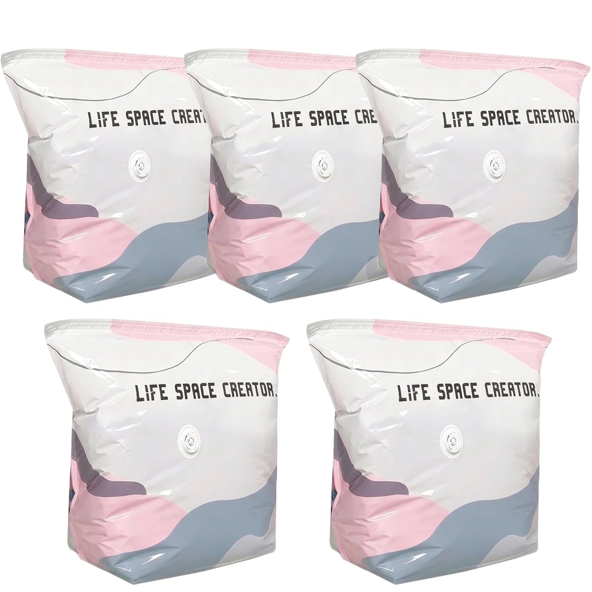 No‑Pump Vacuum Storage Bags, Large Cube Vacuum Seal Bags, No Pump Needed for Clothes Jumbo Clothes Duvet Travel and Home Comforters Blankets Bedding (5PCS,70x50x30cm)