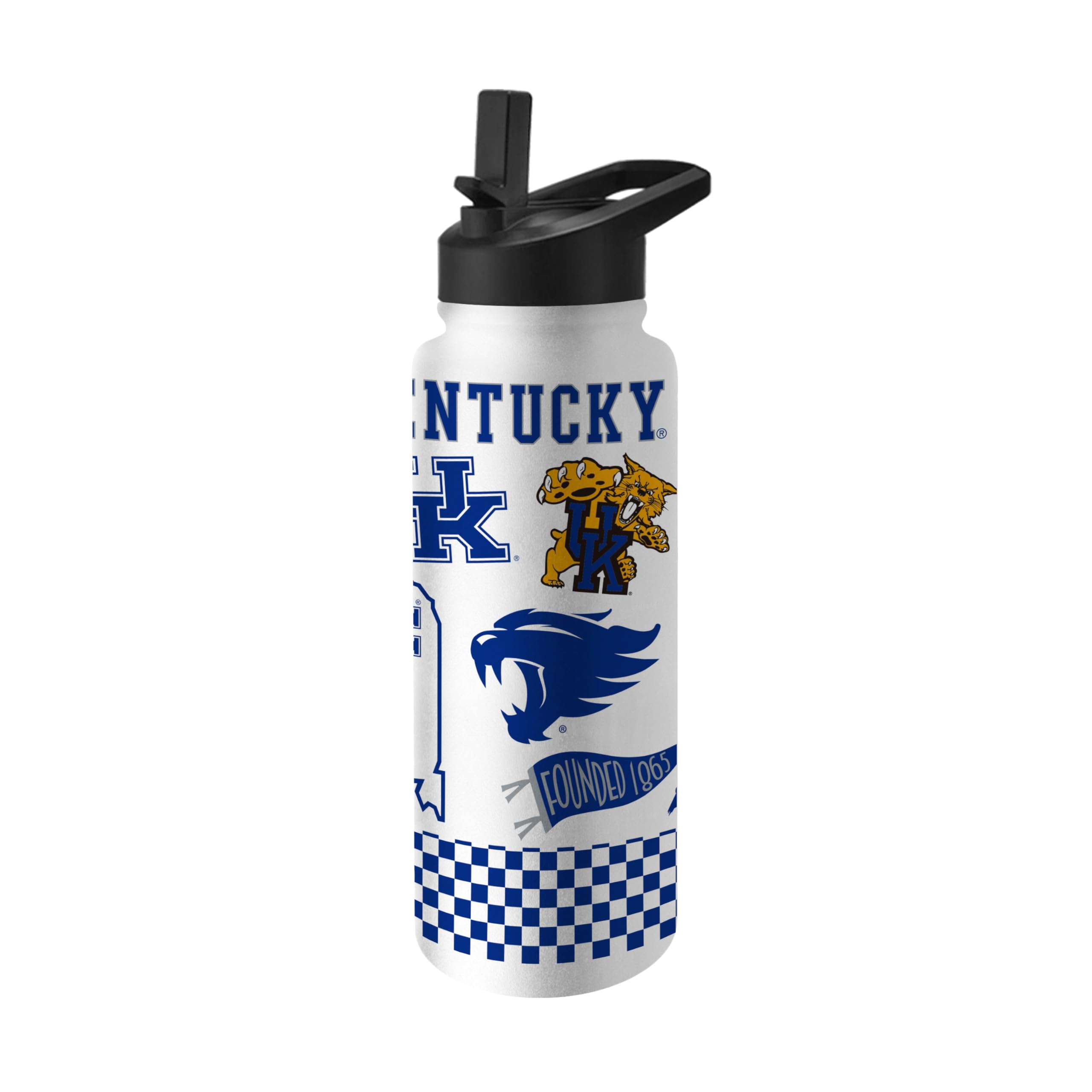 Logo Brands NCAA Native 34 oz Quencher Water Bottle - | Local Icons Design | Double-Wall Insulated| Leak-Proof Lid &amp; Built-In Straw