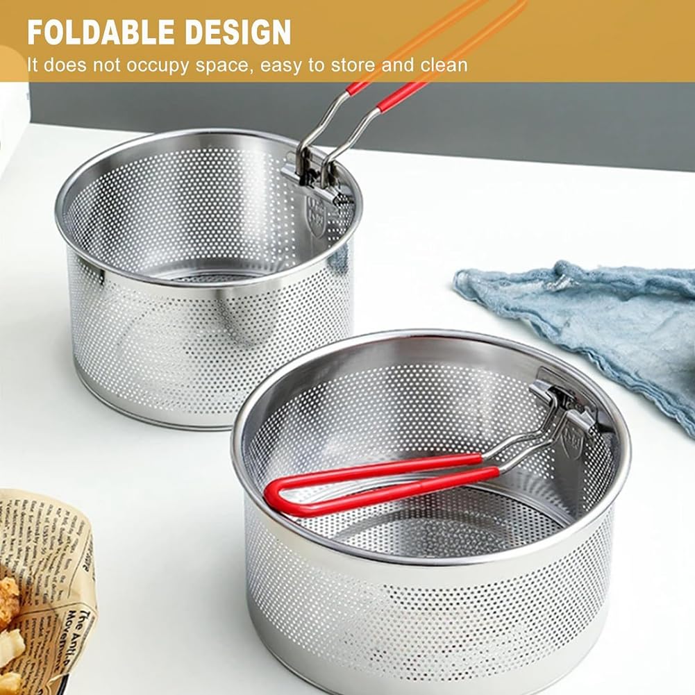 Cestino Frittura In Acciaio Inox 18 Cm - Con Manico E Ganci - Per Friggere E Scolare - Foto 9