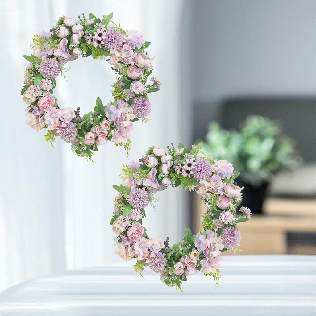 Colcolo 40cm Blumenkranz, Seidenblumen Kunstblumen Türkranz Wandkranz Dekoration für Zuhause, Hochzeit, Party - Hell Lila