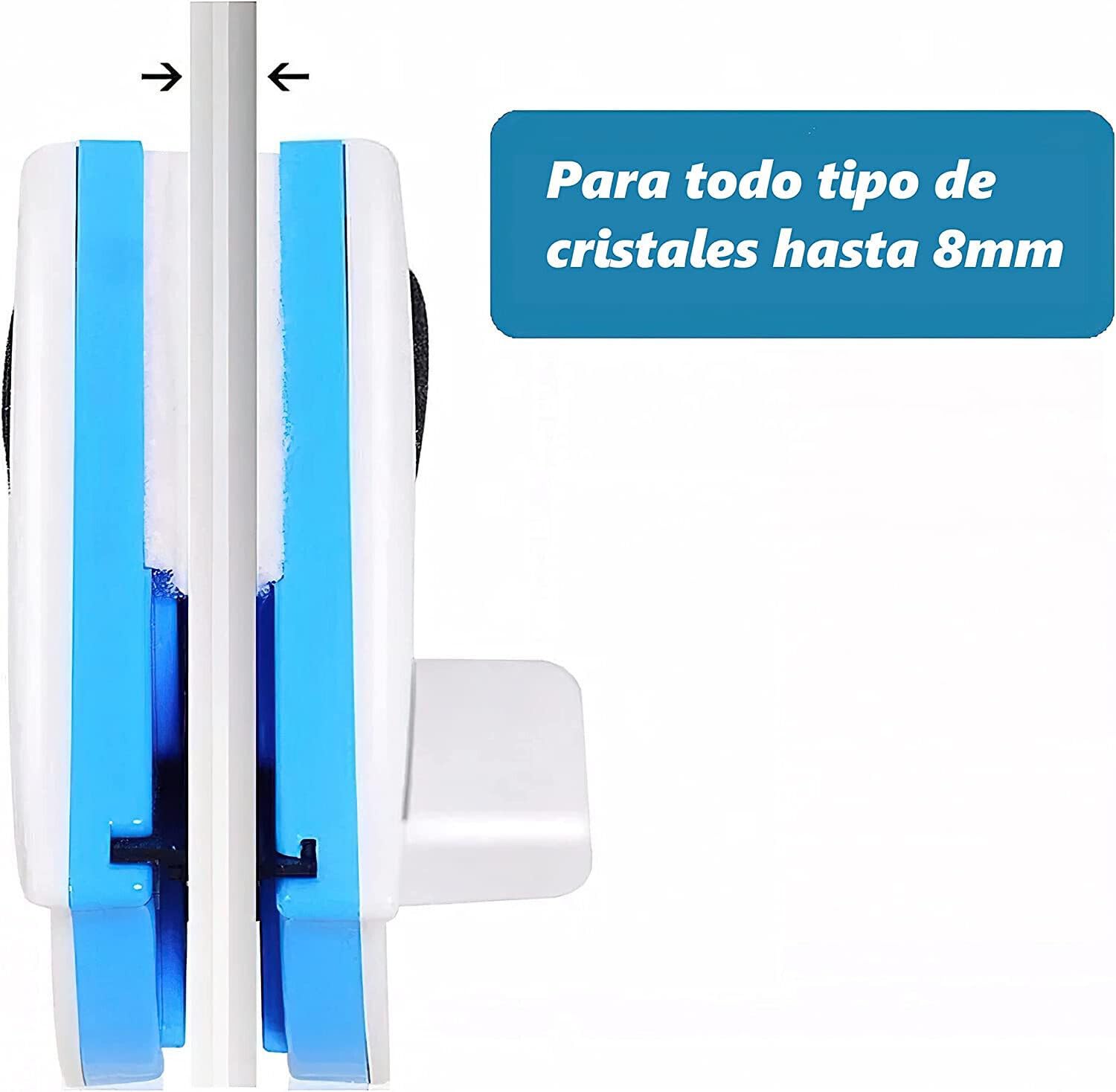 Nettoyeur de vitres à double face magnétique double face avec aimant puissant, nettoyant pour vitres double verre avec accès précis aux coins et kit de rechange complet inclus (blanc)