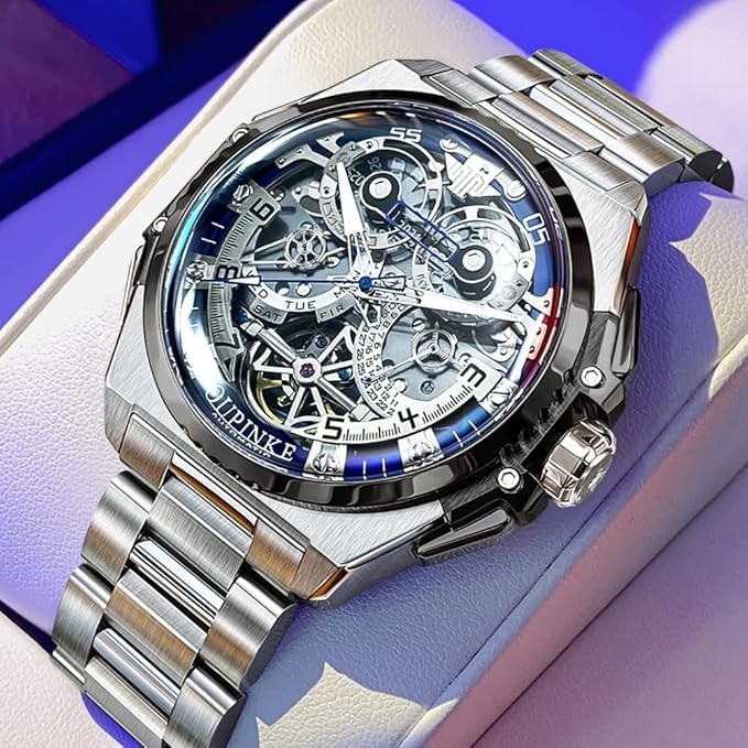 OUPINKE herrenuhren Automatische mechanische Armbanduhr Klassisch Saphirkristall Tourbillon Uhr in Zusammenarbeit mit Designern