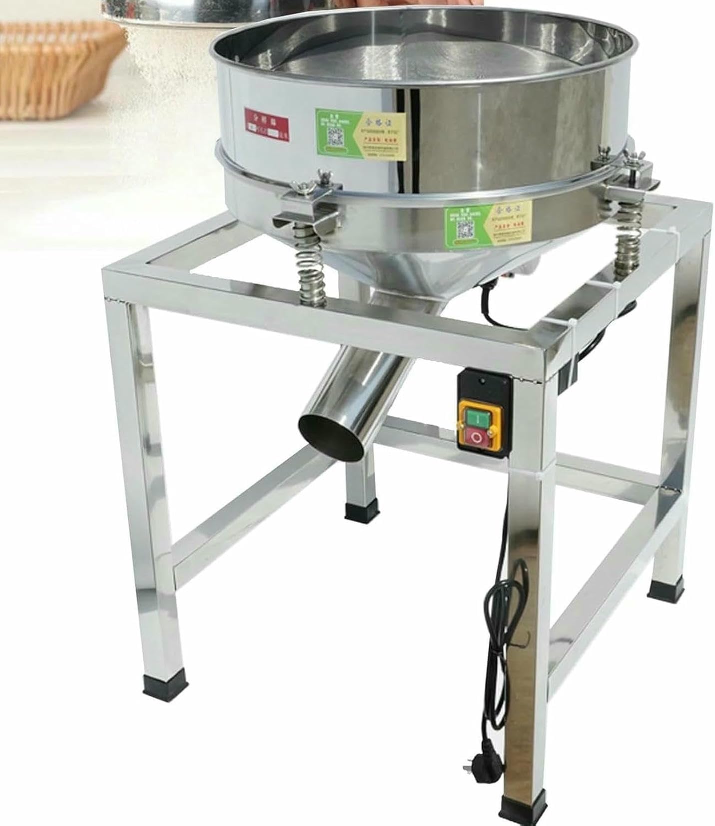 Mehlsieb, Edelstahl, elektrisch, vibrierendes Mehlsieb, automatische Schüttelmaschine, Mehlpulverschüttler, für den industriellen Einsatz~/