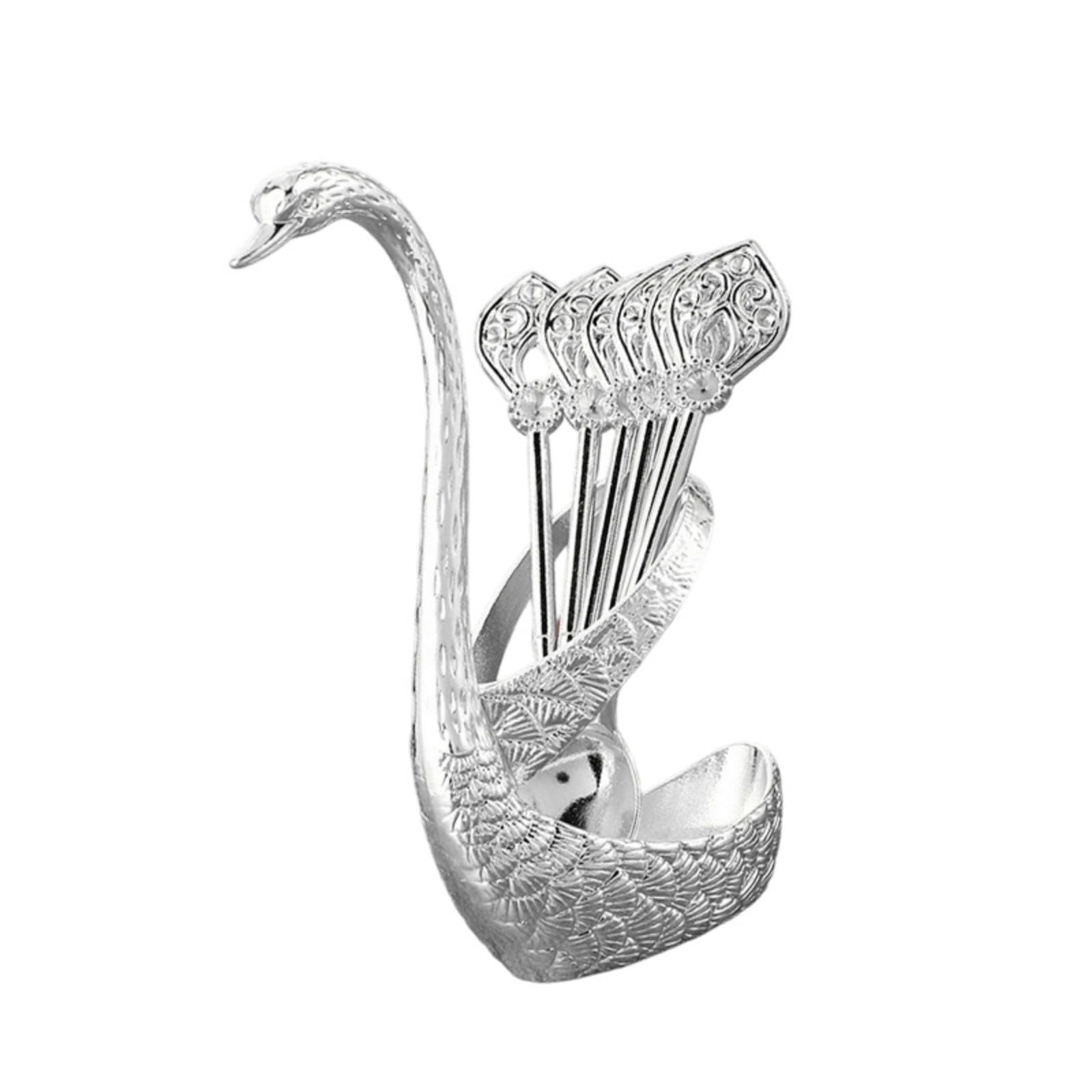 OSNIYAW 6pcs Coffee Spoon Set with Animal Shaped Holder Zincs Alloy Dessert Utensils for Home Kitchens and Party Use Elegant Coffee Accessories