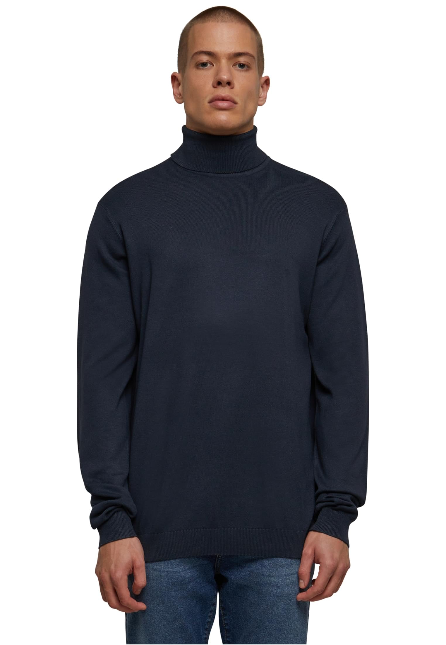 Urban Classics Men's Knitted Turtleneck Sweater Sweatshirt, Navy,