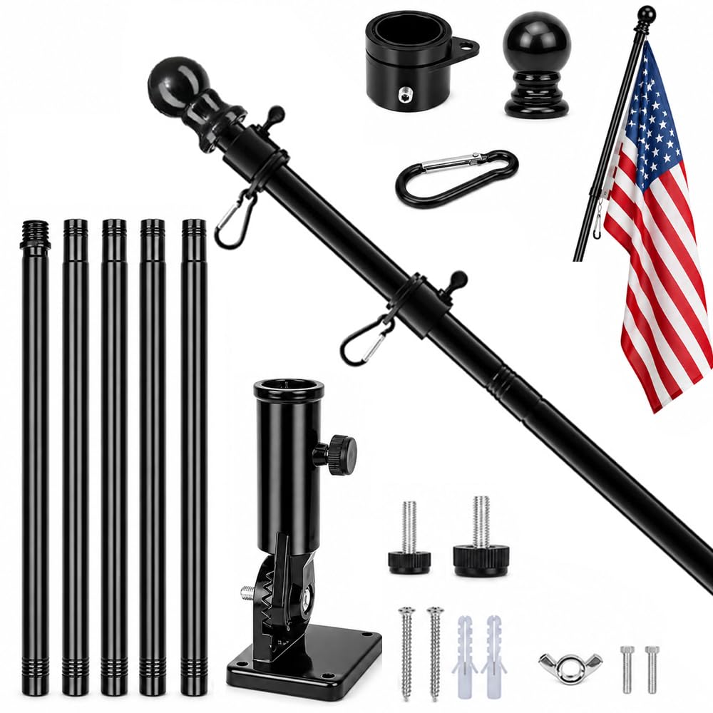 Flag Pole Kit, 6 FT Wall Mounted Flag Pole with Adjustabl Holder, No F-lag
