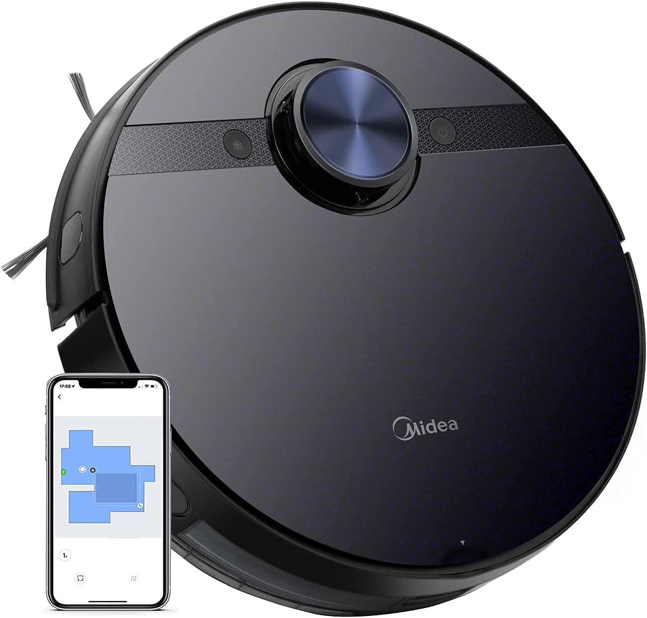 Midea M7 (LDS) Robot Vacuum Cleaner, 4000Pa Strong Suction Power Vacuum Cleaner with Mopping Function, Self-Charging Vacuum Cleaner, Route Planning, for Animal Hair/ Floors/ Carpets, 5200mAh, Black : Everything Else