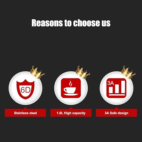 Miniatura 5 de Hervidor eléctrico saludable de 1.8L, hervidor eléctrico de vidrio premium, caldera de agua de 1.8 litros, fácil de limpiar y usar, apagado