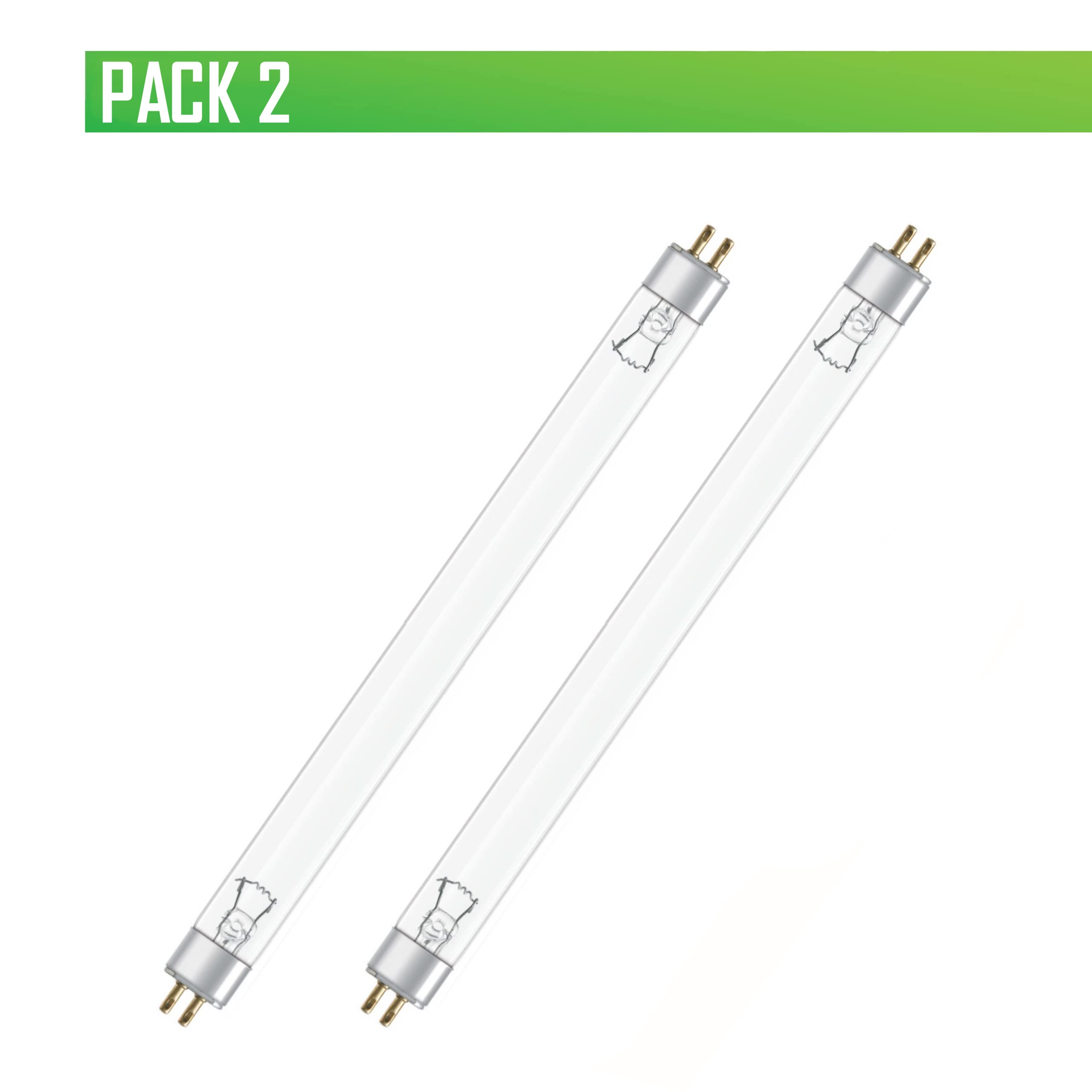 CLAR - Tubo UV Germicida Esterilizador 8W T5, Luz Ultravioleta Desinfectante, Tubos Fluorescentes UV, Lampara Ultravioleta 28,8 x 1,6 cm (8W T5 Pack 2)