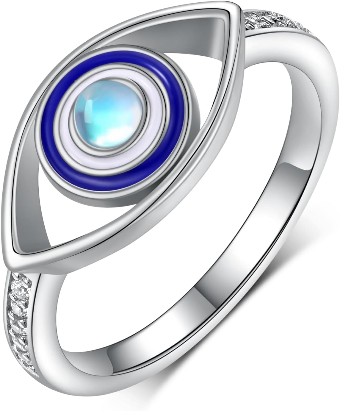 Evil Eye Ring 925 Sterling Silver Moonstone Evil Eye Rings Protection Jewelry Gifts for Women