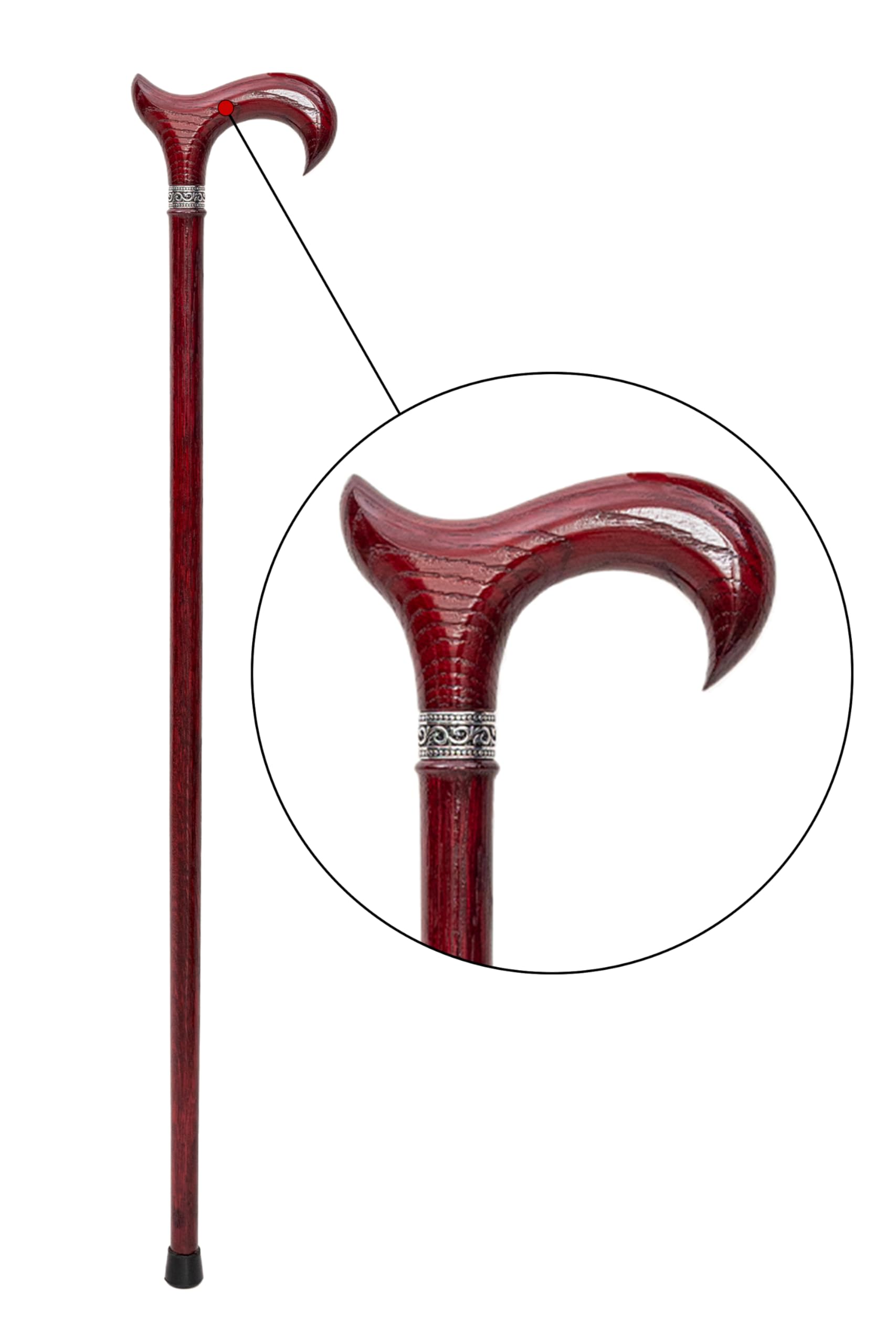 Dr. Watson Prestige Derby Walking Stick – Handcrafted Oak Wood Cane with Incrusted Stainless Steel Collar