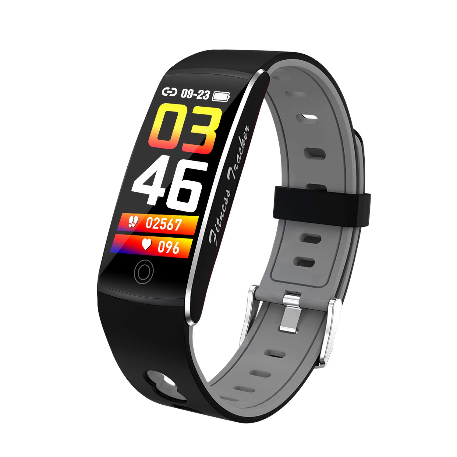 Inteligentny zegarek pomiar temperatury fitness trackery tętno pomiar ciśnienia tlenu we krwi pulsoksymetr bransoletka wodoodporny krokomierz (czarny)