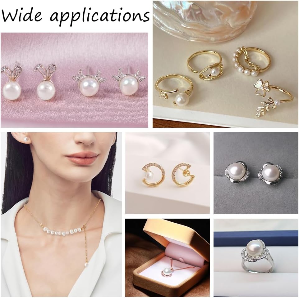 NBEADS 24 Pcs 3 Colors Half Drilled Hole Freshwater Pearl Beads, About 8~8.5mm Half Round Natural Freshwater Pearls Loose Button Cultured Pearls Charms Beads for Earrings Jewelry Making, Grade AA - Image 7