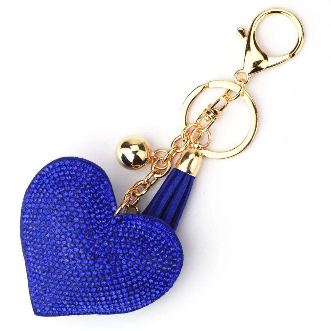 MODERN ELF Blue Love Heart Key ring valentines birthday gift keychain for purse bag jewellery lovely ornament for women charming PU leather