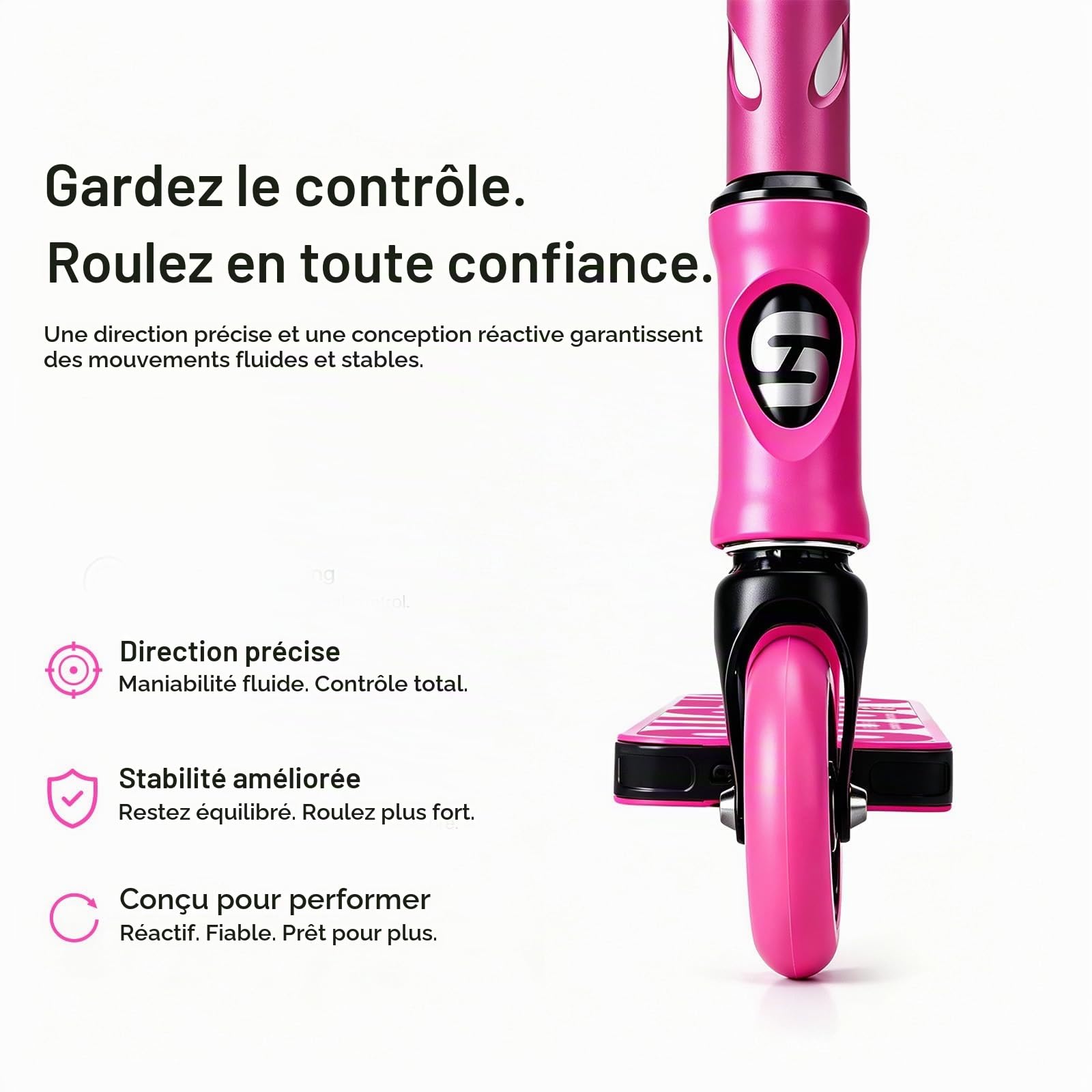 Trottinette Freestyle, Direction à 360°, Stunt Scooter avec Roues en PU 85A 100 mm, Trotinette pour Enfants Adolescent Adultes, Capacité de Charge: 100 kg, Aluminium