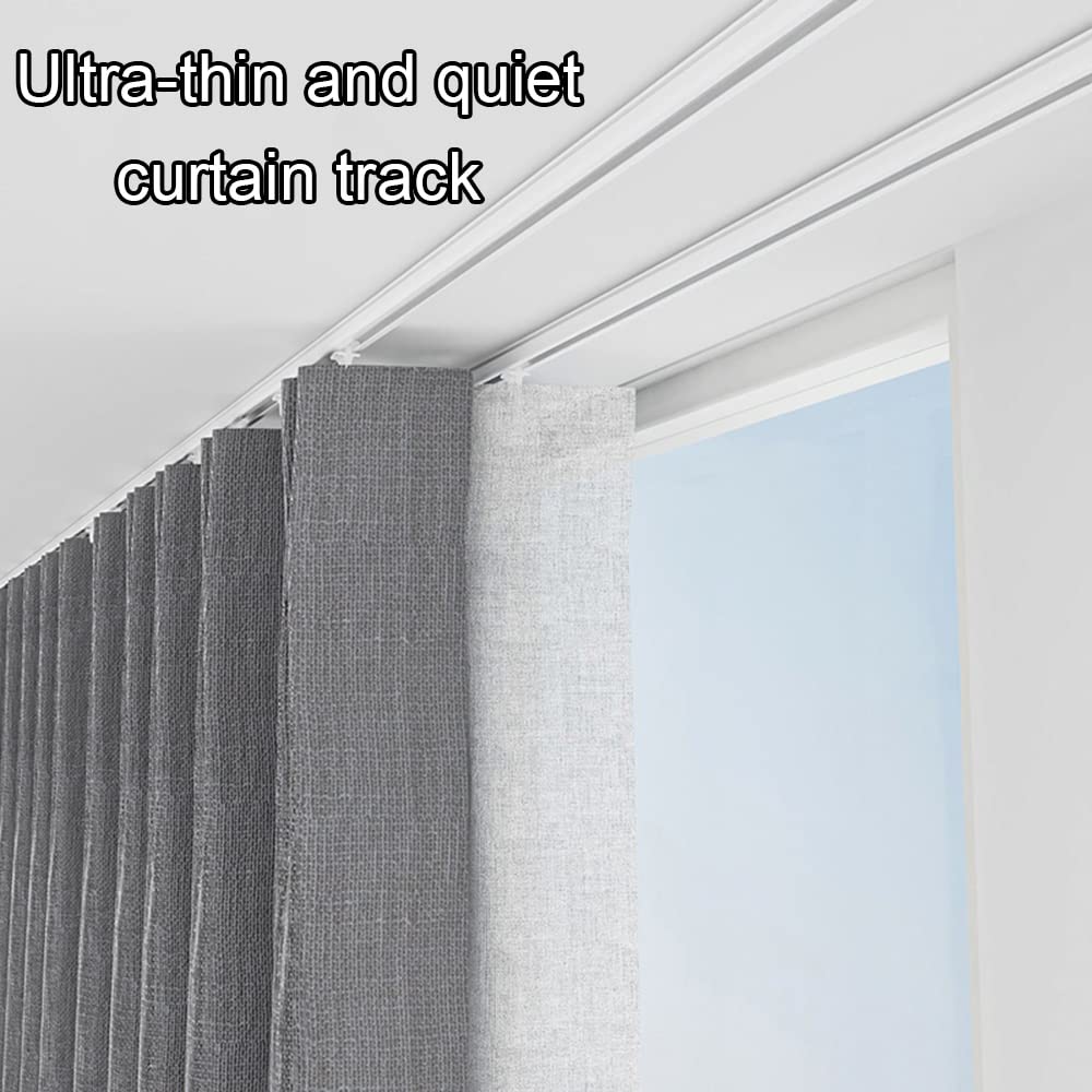 Rail De Rideau De Plafond, Rail Pour Rideaux Séparateur De Pièces, Tringle À Rideaux À Montage Au Plafond Ou Au Mur Pour Un Espace De 1 À 6 M De Large(White-Wall,2.8m(2 * 1.4m))