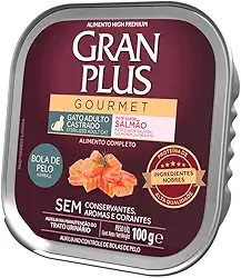 Granplus Gourmet Pate Gato Castrado Bola de Pelo Sabor Salmão 100g