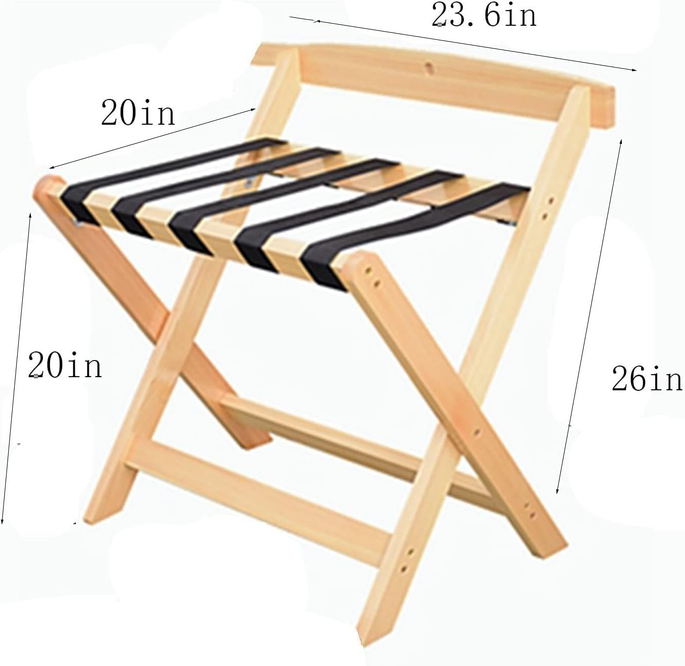 Guest Room Luggage Rack Folding Wooden Stand with Backrest - Double-Layer Suitcase Holder, No Assembly Required, for Bedroom, Hotel, and Guest Room (White)(BLUE)