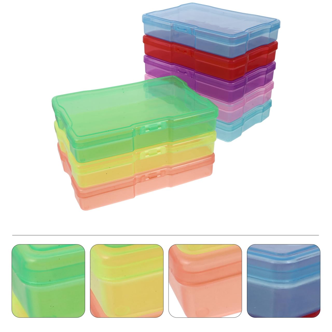HOMSFOU Lot De 8 BoîTes De Rangement En Plastique Pour Photos 10X15 Cm Organiseur Pour Cartes Postales Et Photos Avec Couleurs Assorties Pour Usage Domestique(Couleur aléatoire)