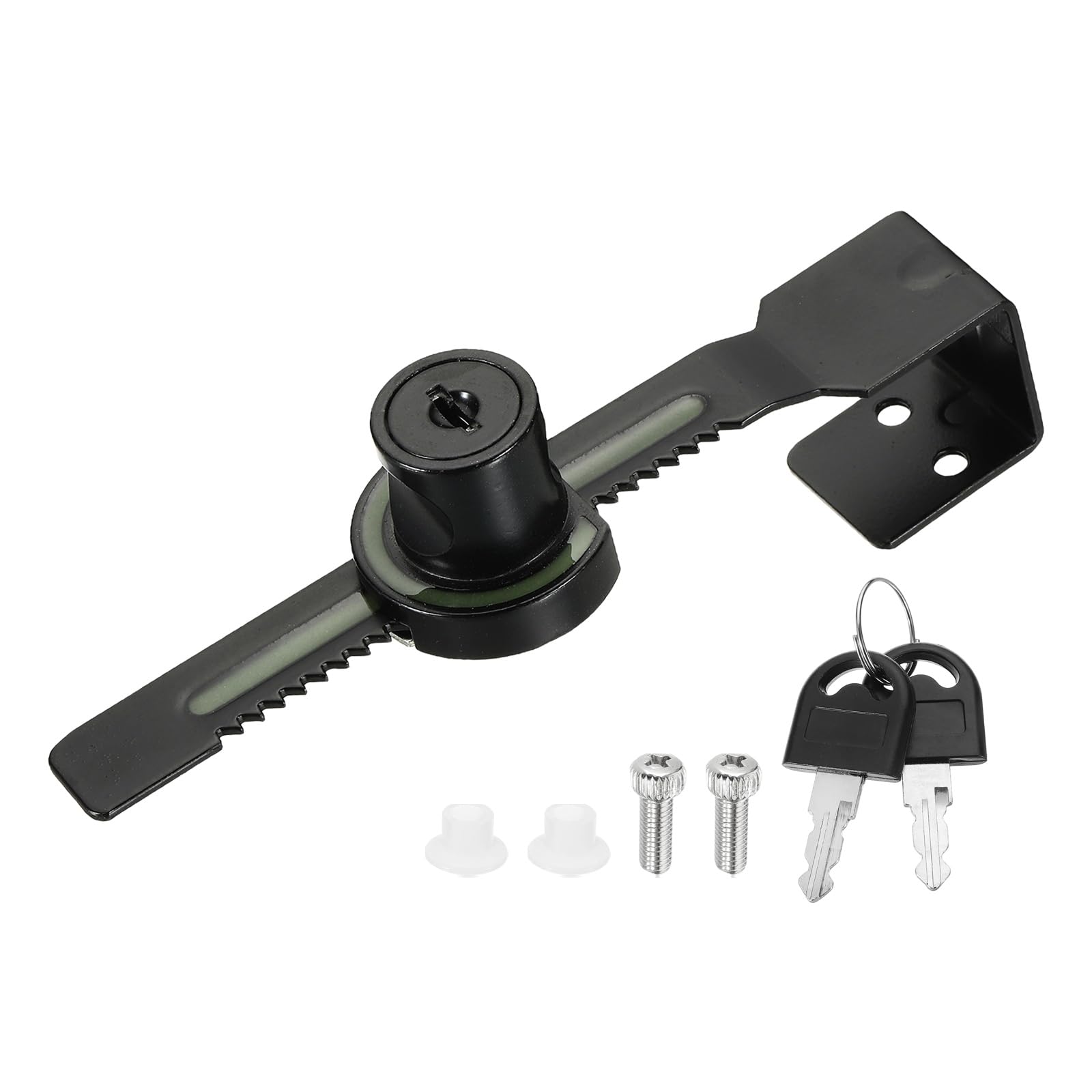 DEFANEX 1" Sliding Glass Door Ratchet Lock, Keyed Alike Luminous Secure Showcase Display Case Lock - No Drill, for 10-20mm/ 0.39-0.79 inch Cabinet Stores Glass Door, Black