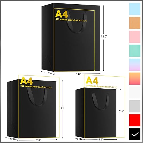 Miniatura 2 de EUSOAR Kraft Paper Bags, 30pcs 3 Sizes Gift Wrap Bags with Ribbon Handles, Shopping Bags, Packaging Bags, Gift Bags, Recyclable Kraft Bags, Wedding