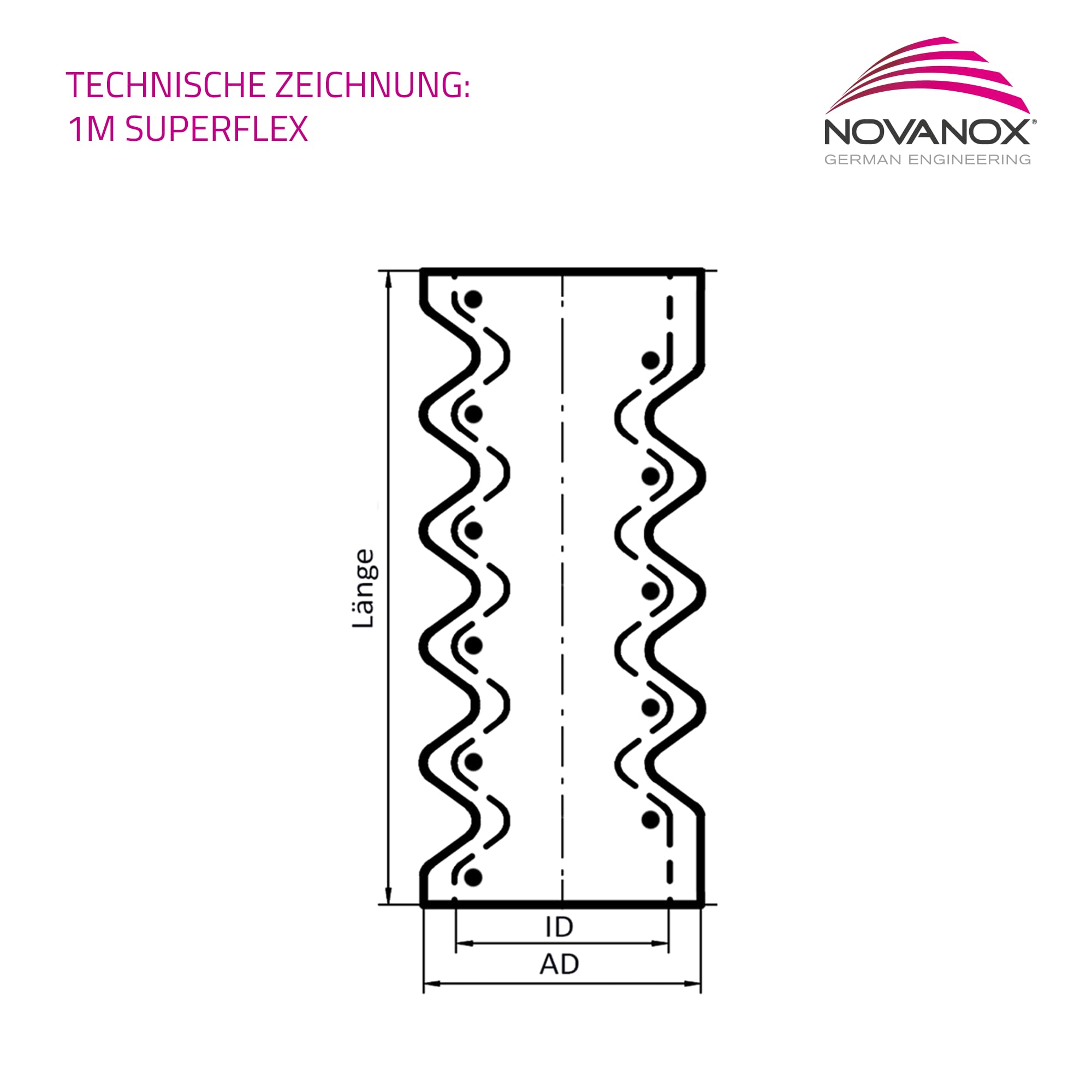 NovaNox® - Tubo in silicone superflex, inserto per filo Ø 13 mm fino a 54 mm, dimensioni a scelta, diametro interno: Ø 41 mm, colore: Nero