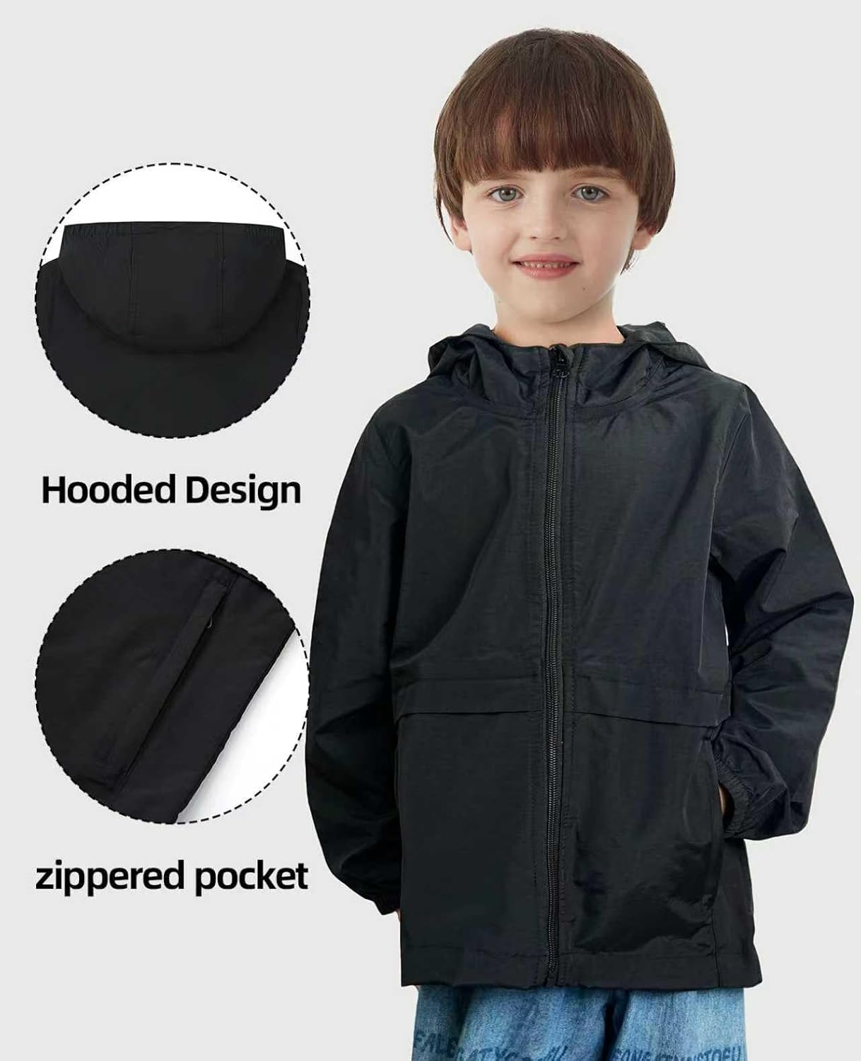 Boys Girls Windbreaker Hooded Jackets Lightweight Packable Jacket Toddler Rain Coats - Image 5
