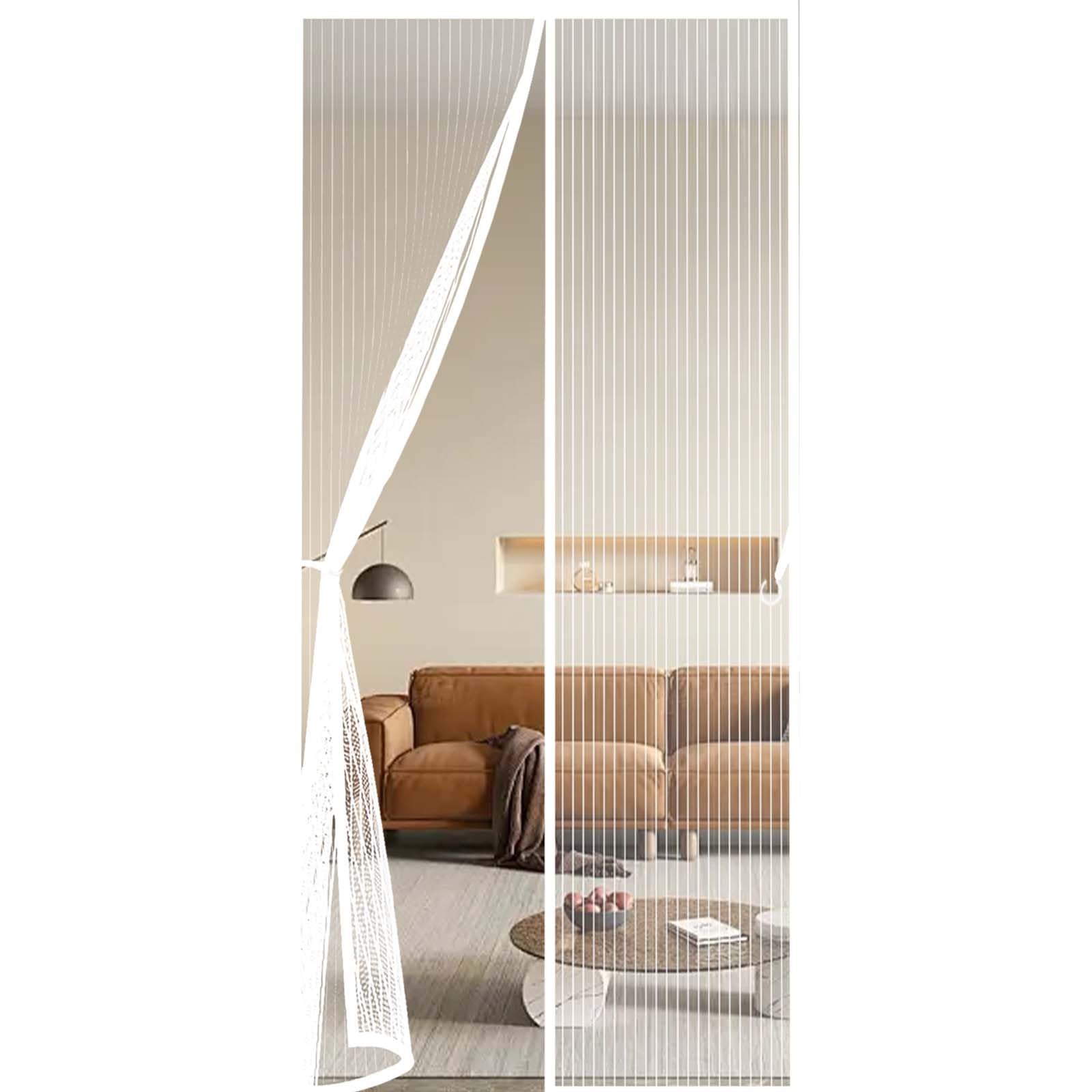 Insect Protection Door No Gap 163 x 240 cm Durable, Keeps Bugs Out, Kid and Pet Friendly Magnetic Door Curtains Fly Screen Lets Fresh Air in, Hundreds of Sizes, White
