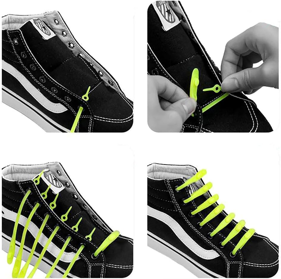 Booge 36 Pcs No Tie Shoe Laces for Adults, Lazy Elastic Shoelaces Rubber Silicone Tieless Laces for Sneakers