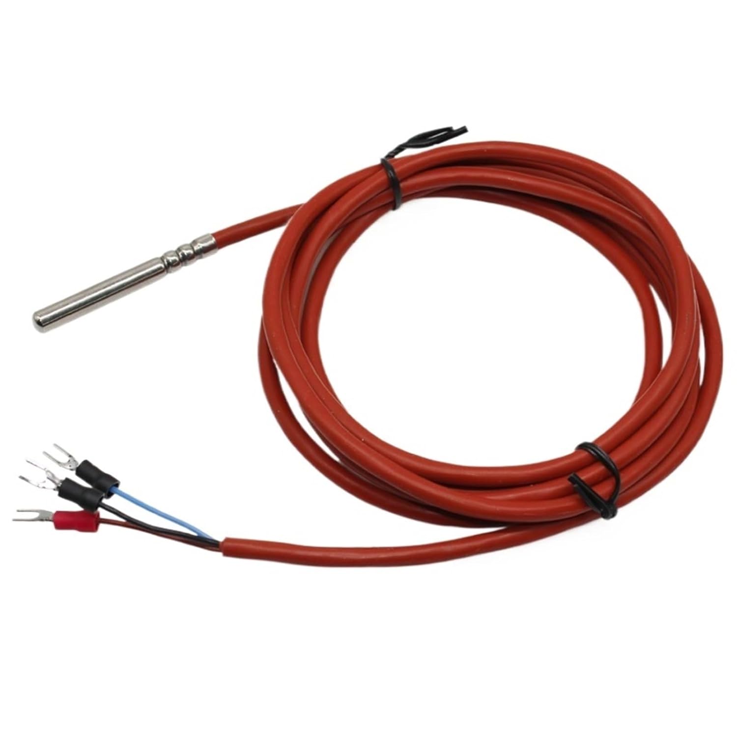 A Class 6 * 60mm 3 Wire Type PT100 thermocouple Waterproof Temperature Probe high Temperature Sensor with Silicon Cable(with 5m Cable)