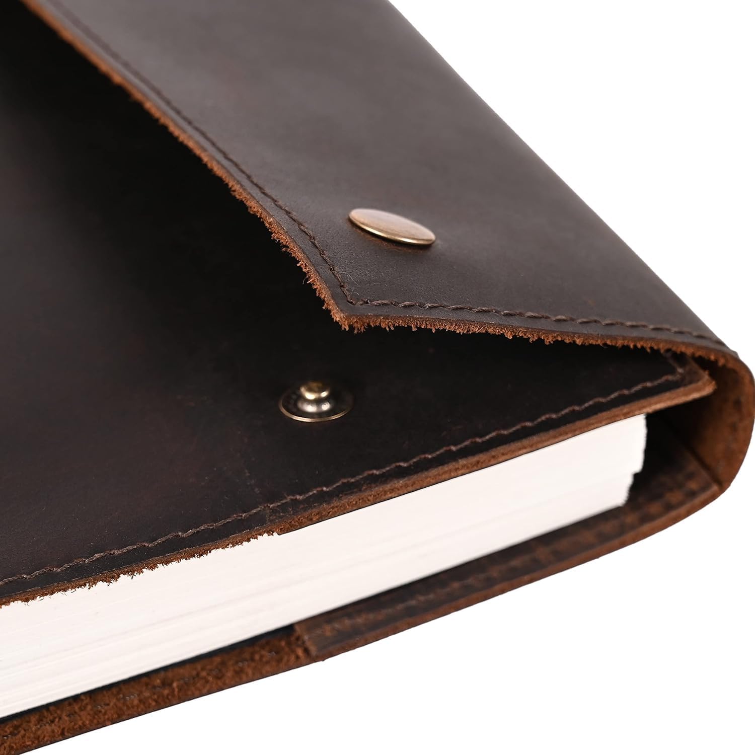 Refillable Leather Drawing Journal Travel Daily Diary Antique Handmade Vintage Bound Writing Notebook Genuine Leather Unlined White Paper Art Sketchbook 6.5 x 8.5 Inches -Dark Brown
