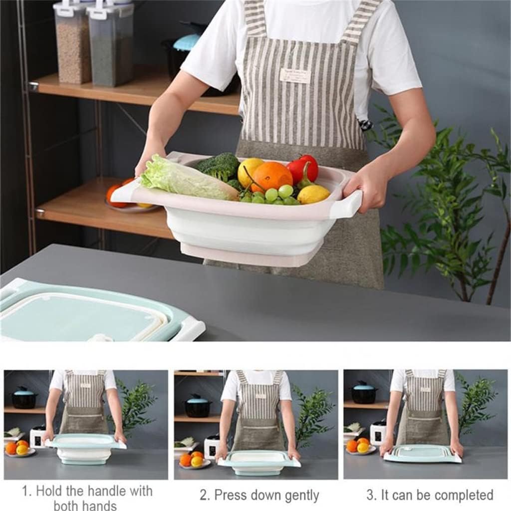 Multifunctional Folding Cutting Board Sink Foldable Draining Basket Cutting Board Kitchen Accessories(E)