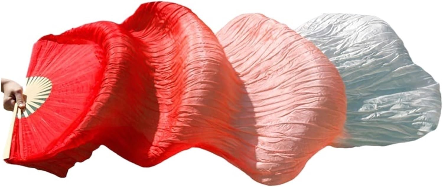 1pair Women Belly Dancing Fan Veils Gradient Color Dancer Practice Imitation Silk Long 120/150/180cm