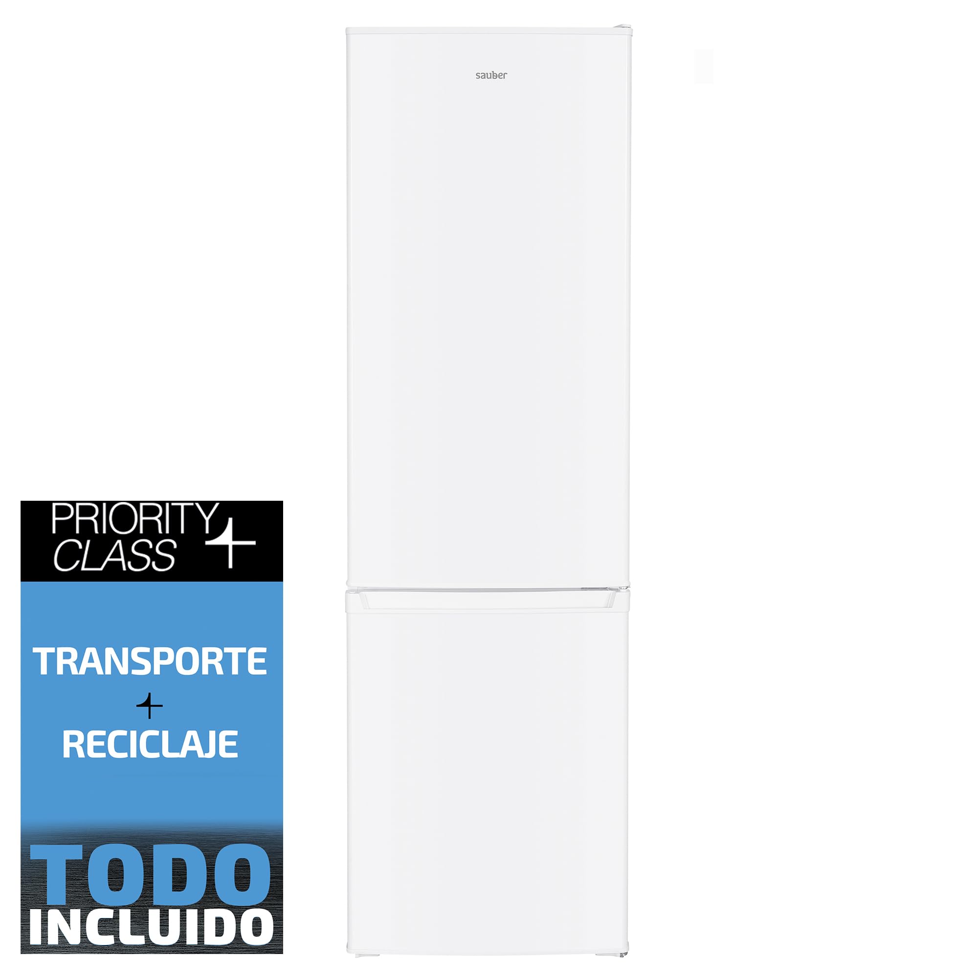 SAUBER - Frigorífico Combi SERIE 3-FC17524WH - E - 180 x 55 cm - 262 litros - Iluminación LED - Tirador Integrado - ENTREGA Y RETIRADA USADO EN DOMICILIO INCLUIDA