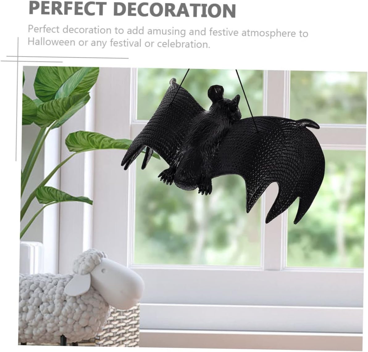 KICHOUSE 10pcs Bat Decorative Prop Halloween Adornment Realistic Fake Bats Hanging Pendant
