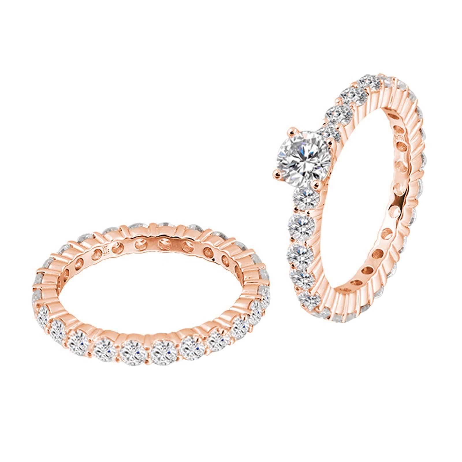 Anillo de oro blanco 375, anillo Promise para ella, blanco, moissanita, redondo, apilable, oro blanco 9 K