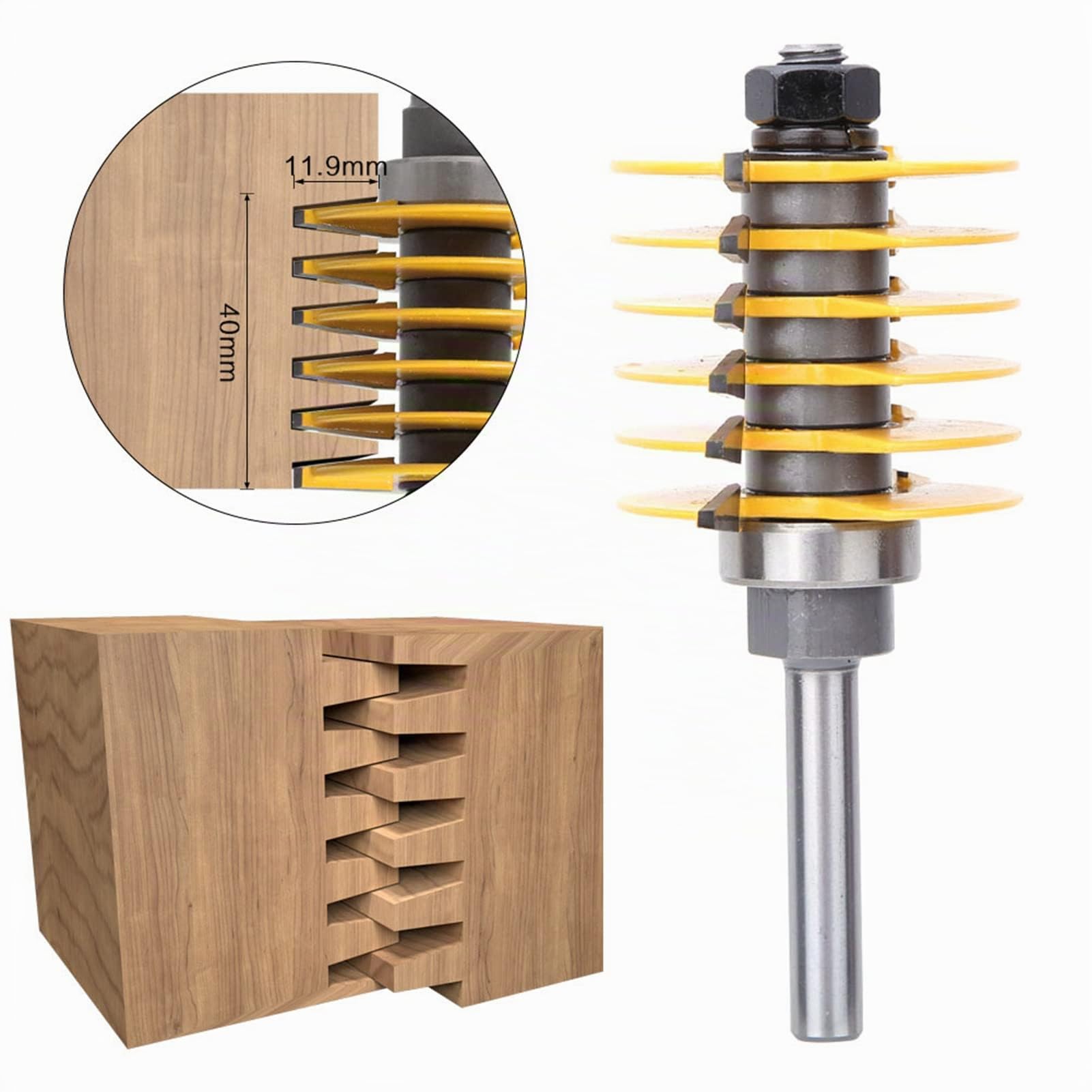 Punta per Fresa 8mm per Giunti a Tenone in Acciaio al Carbonio, 107,5mm con Rivestimento Resistente al Calore per Lavorazione Legno
