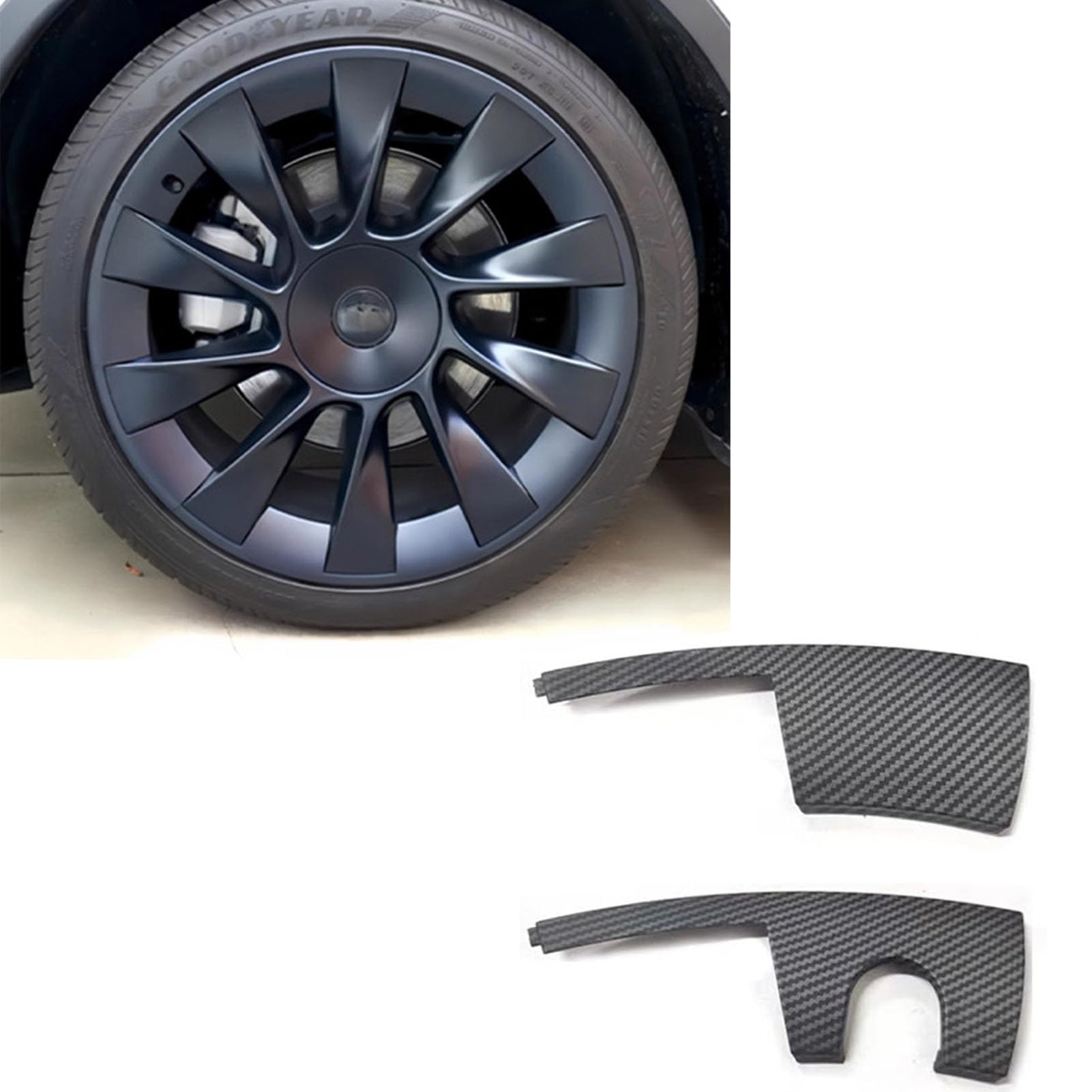 20 Pollici Protezione Cerchio Ruota per Tesla Model Y Copriruota, 40PCS Coprimozzo Ruota Protezioni per Cerchioni, Copriruota di Ricambio Facile da Installare(Color:Carbon Pattern)