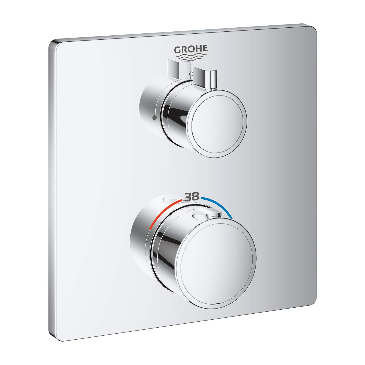 Grohe Grohtherm Thermostat-Brausebatterie chrom 24078000 Eckiges Design ohne Umstellung