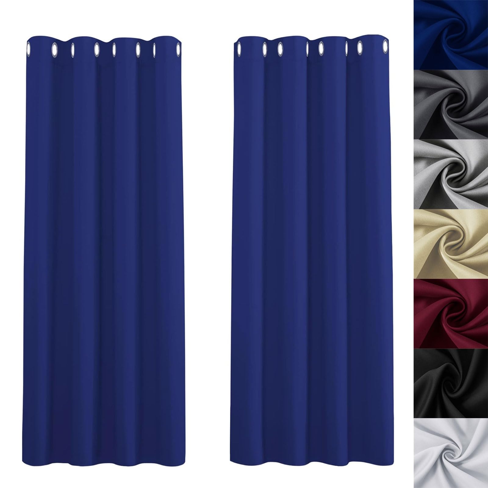 Rideaux occultants bleu foncé 125x175 cm isolants pour salon