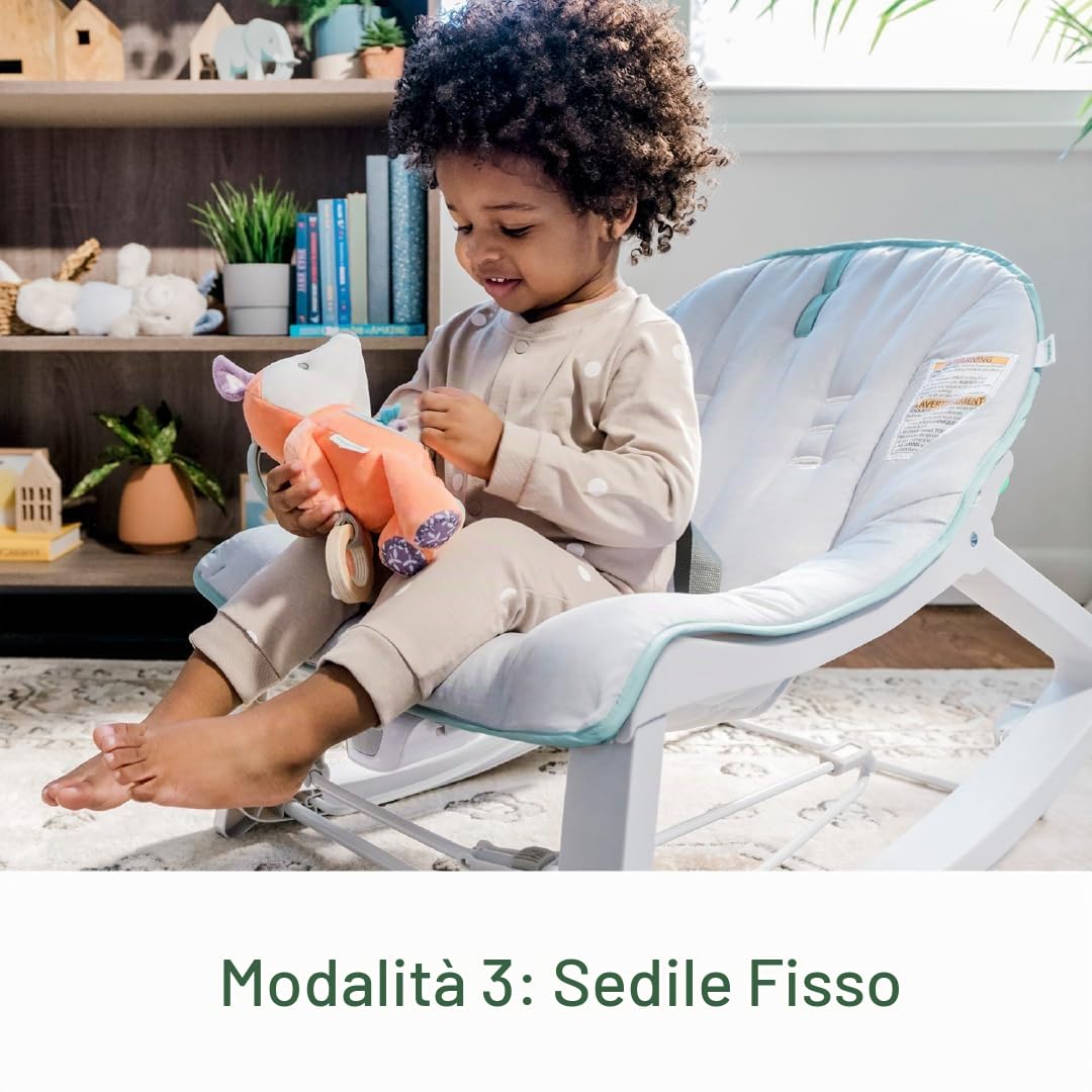 Ingenuity Keep Cozy 3-in-1 Cresci con me sdraietta vibrante per bambini, seggiolino e dondolo da neonato a bambino, vibrazioni e barra portagiochi, 0-30 mesi fino a 18 Kg (Weaver)