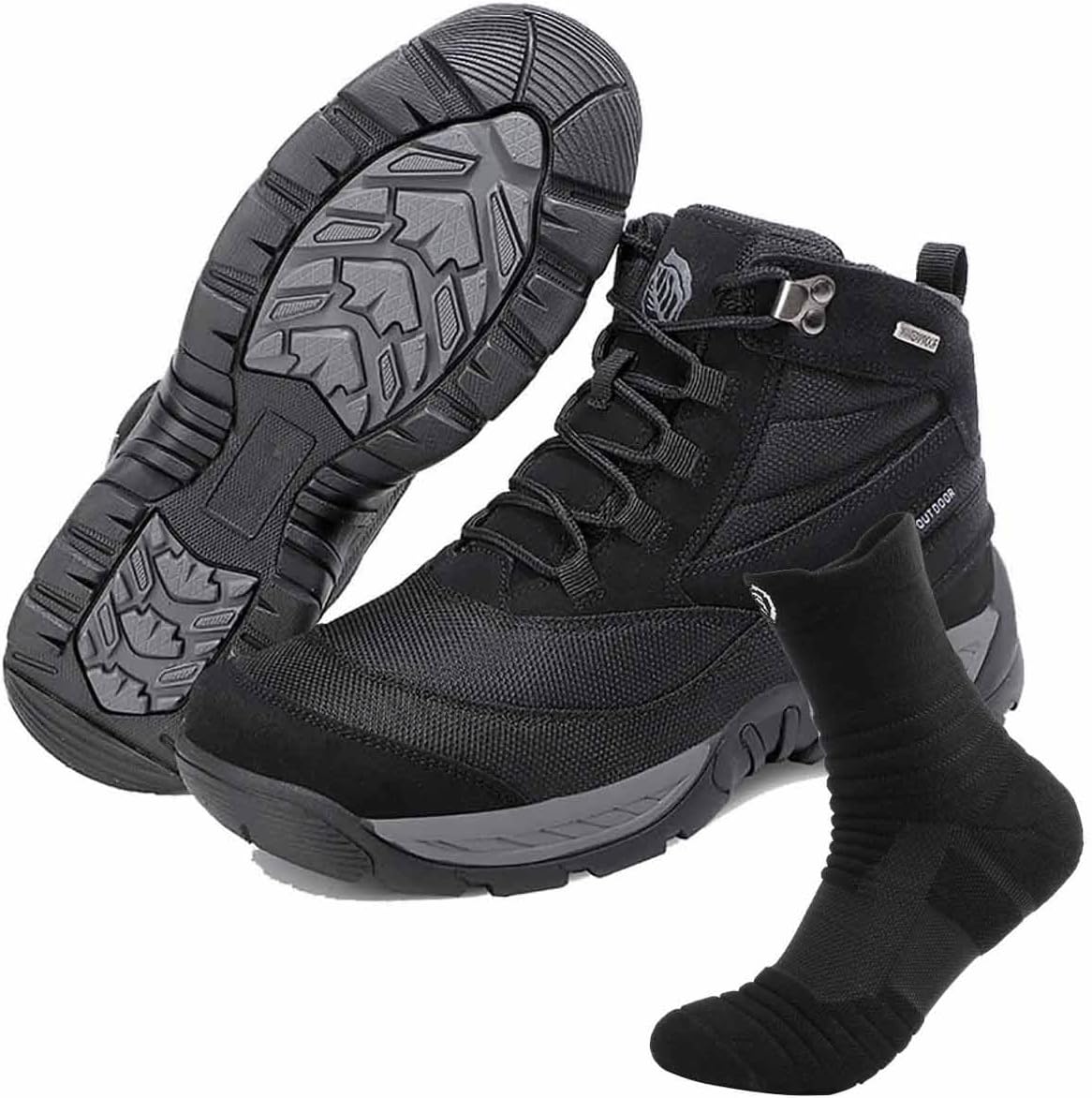 CLSQLXYJZC Durable Military Work Boots, Men's Military Tactical Boots with Sports Socks Lightweight Military Boots Breathable Desert Boots Waterproof Hiking Work Boots
