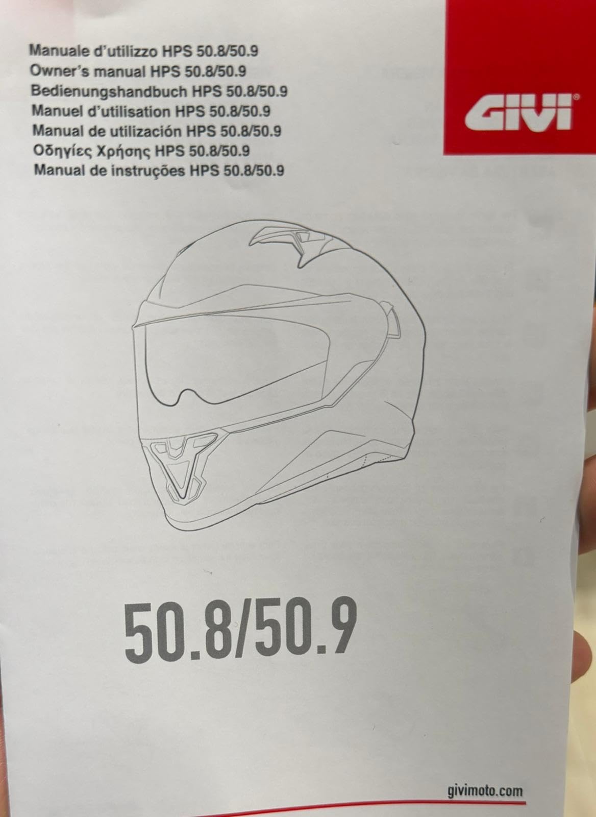 Casco Moto Integral GIVI 50.9 Atomic Rojo Azul Talla M Low Cost