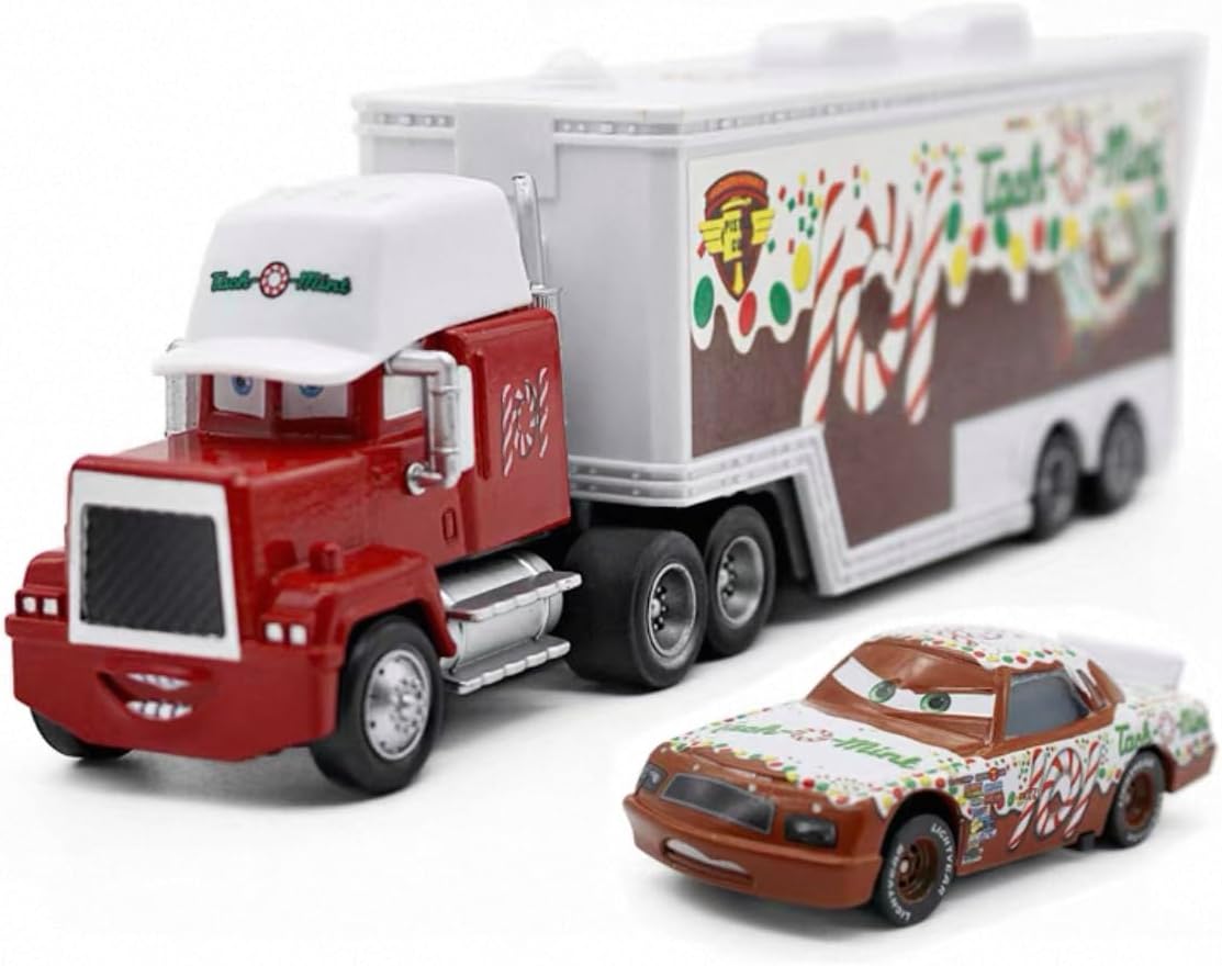 Movie Cars 2 3 Hauler Mack Truck & Speed Race Car 2PCS Vehicles Jackson Storm Cruz Ramirez Vehicles (Truck 101)